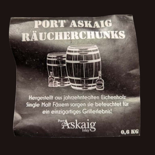Port Askaig Räucherchunks vor einem Grill