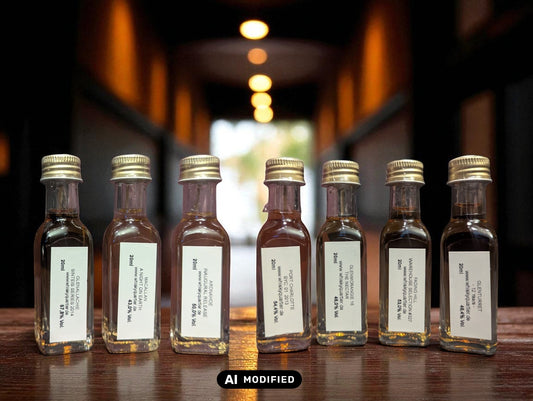 Whiskyquartier Tasting Set 2025 vor dunklem HIntergrund