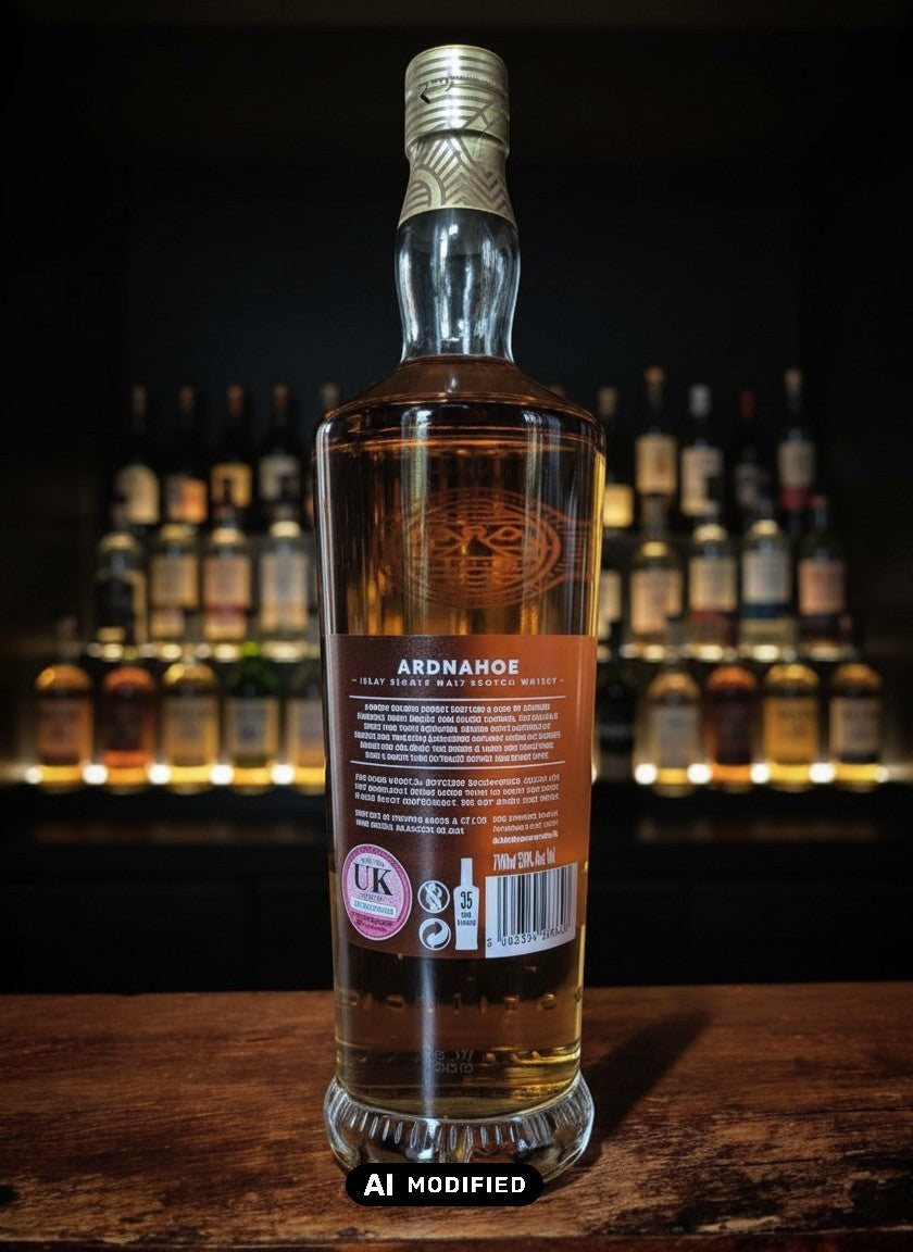 Whiskyquartier Ardnahoe Skerryvore XX Islay Single Malt Scotch Whisky 0.7L Flasche mit 50% Vol. in einer Whisky-Fass-Lagerhalle.
