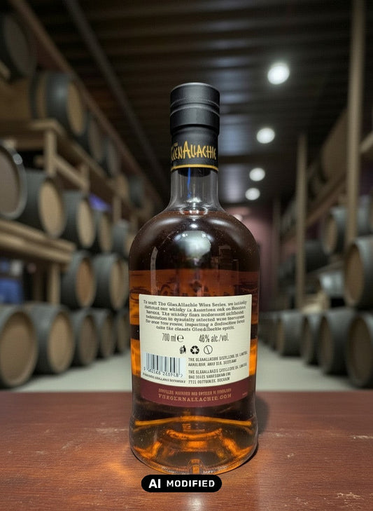 GlenAllachie 11 Years Premier Cru Classé Wine Finish 0.7L Whisky in Mahagoni-Farbe, gereift in Ex-Bourbon- und Bordeaux-Weinfässern.