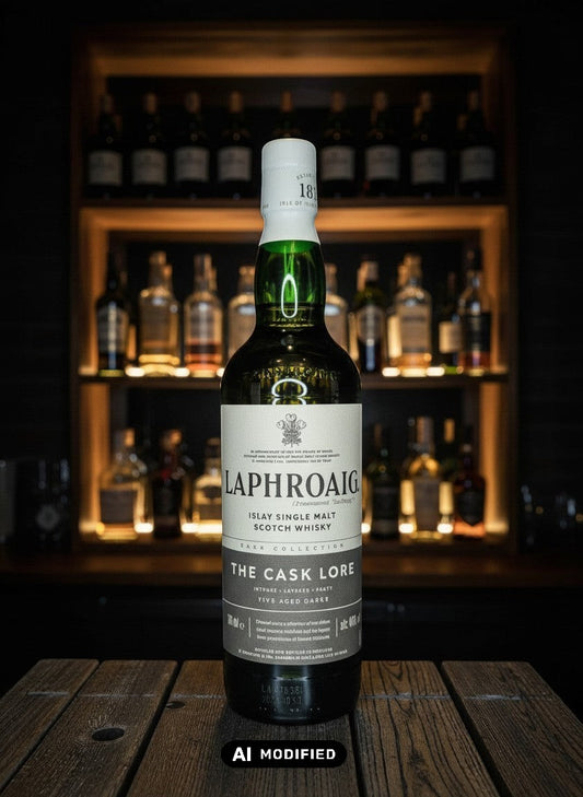 Whiskyquartier Laphroaig Cask Lore Islay Single Malt Scotch Whisky 0.7L in natürlicher Farbe, nicht kühlgefiltert