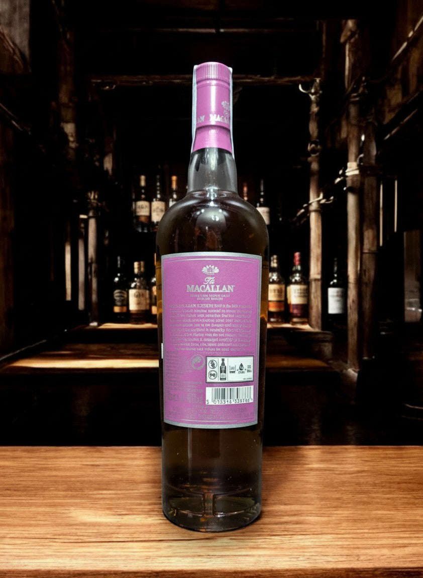 Whiskyquartier Macallan Edition No. 5 Single Malt Scotch Whisky in klarer Flasche mit lila Etikett und Verschluss, 0,7L