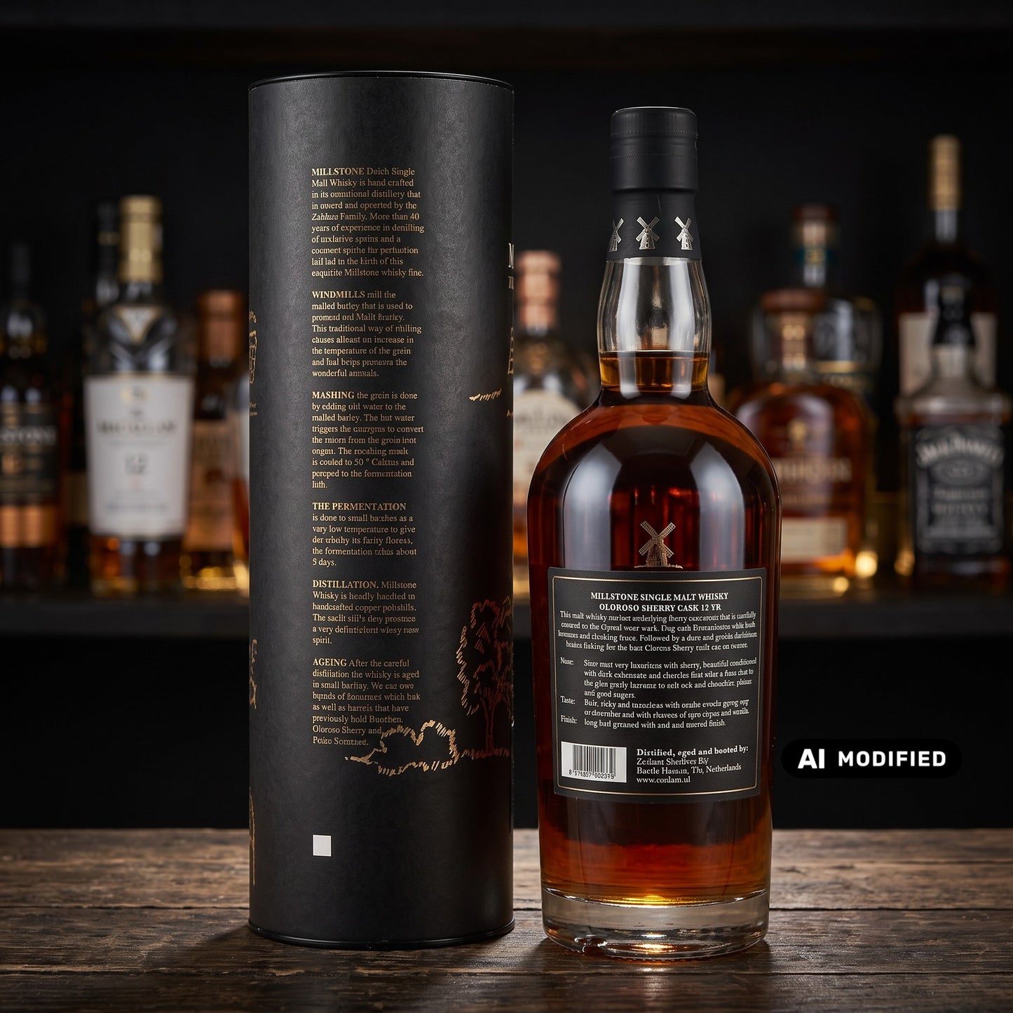 Whiskyquartier Millstone 10 Jahre Special #33 Single Malt Whisky in bernsteinfarbener Flasche mit schwarzer Tube
