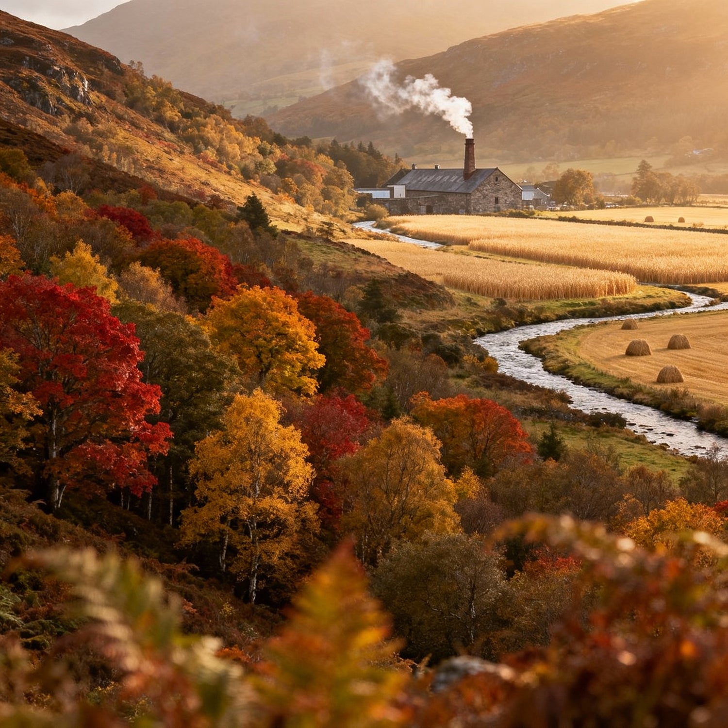 Die Landschaft der deutschen Landschaft mit Distille im Hintergrund