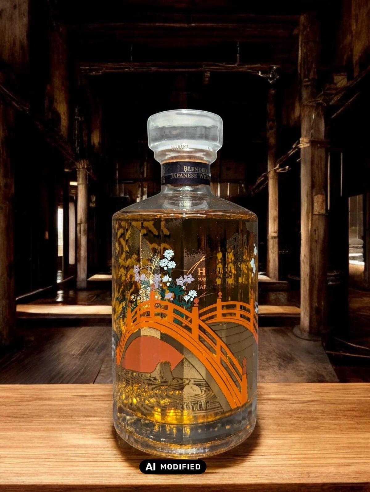 Hibiki Harmony 100 Jahre Whisky Flasche mit edlem Design und traditionellem japanischen Handwerk. Ein Meisterwerk der Suntory Whisky-Kunst.