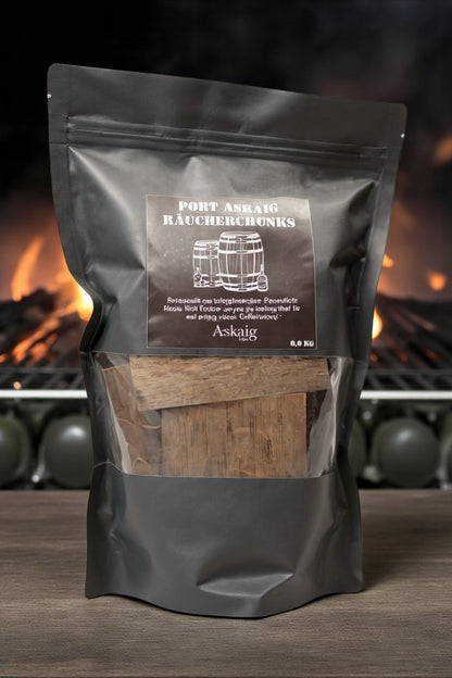 Port Askaig Räucherchunks vor einem Grill