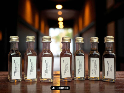 Whiskyquartier Tasting Set 2025 vor dunklem HIntergrund
