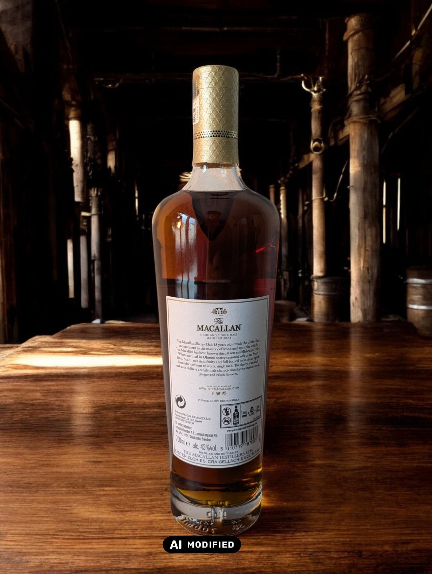 The Macallan Sherry Oak 18 Years Old Flasche mit edlem Design und reichem, sherrygeprägtem Charakter, ein exklusiver Single Malt Whisky aus Schottland.
