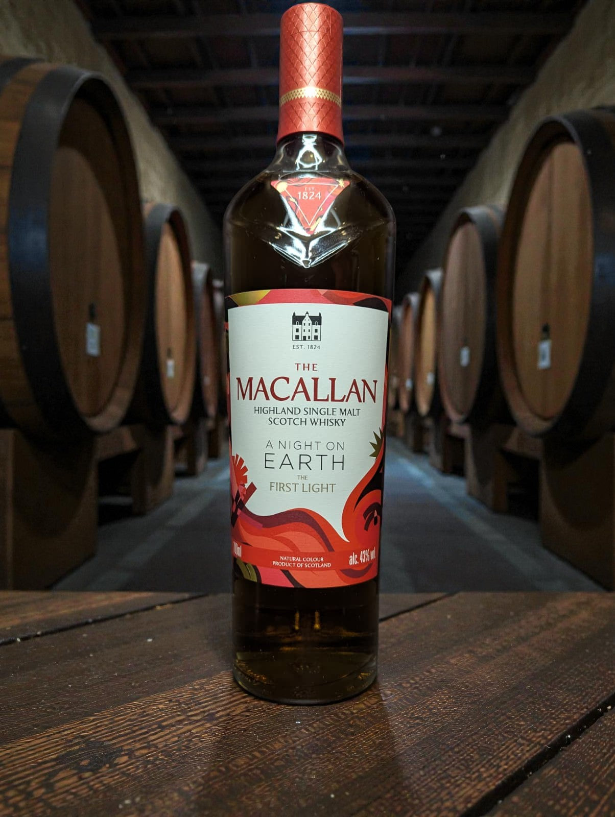 Macallan A Night on Earth The First Light 2025 Single Malt Whisky 0,7L 43% Vol Flasche Vorderseite
