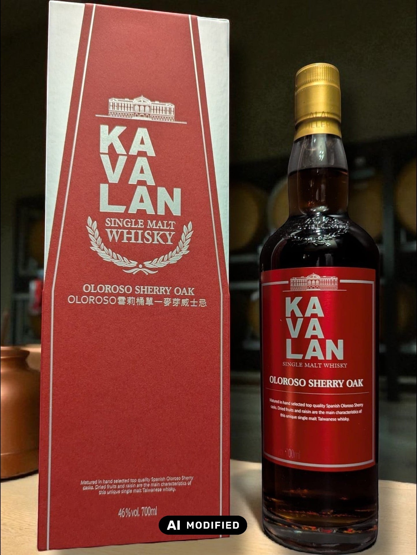 Kavalan Whisky vor dunklem Hintergrund