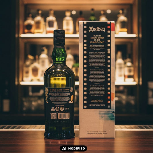 Ardbeg Dolce Islay Single Malt Whisky 0.7L Flasche mit 47,8% Vol. in grüner Glasflasche, mit Etikett und Rückseitenetikett.