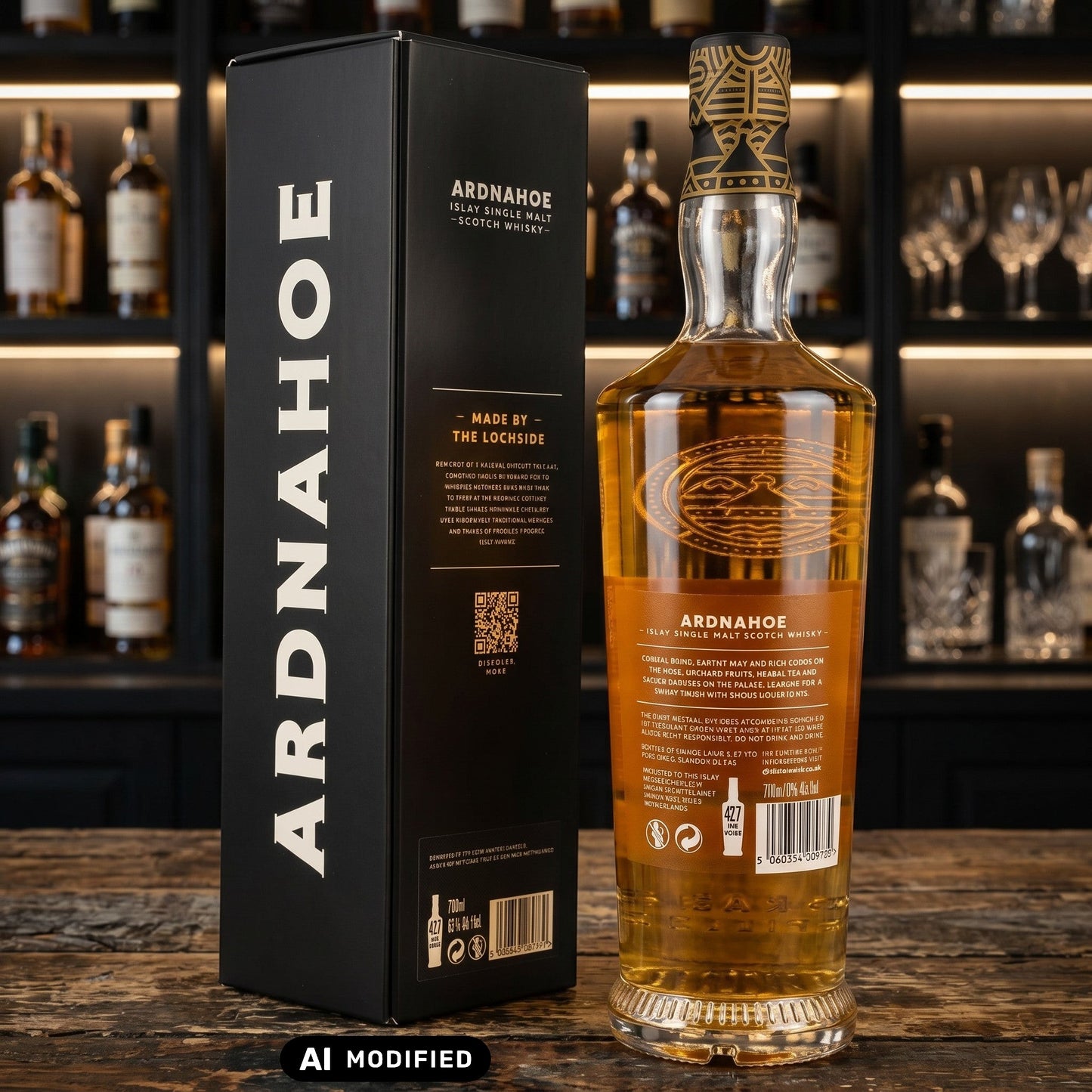 Whiskyquartier Ardnahoe 5 Jahre Cask Strength Batch 2 Islay Single Malt Whisky Flasche mit schwarzer Geschenkverpackung