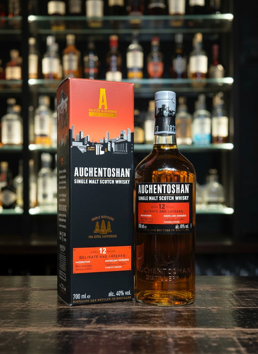 Auchentoshan 12 Jahre Single Malt Scotch Whisky, dreifach destilliert, gereift in Bourbon- und Sherryfässern, 0,7L