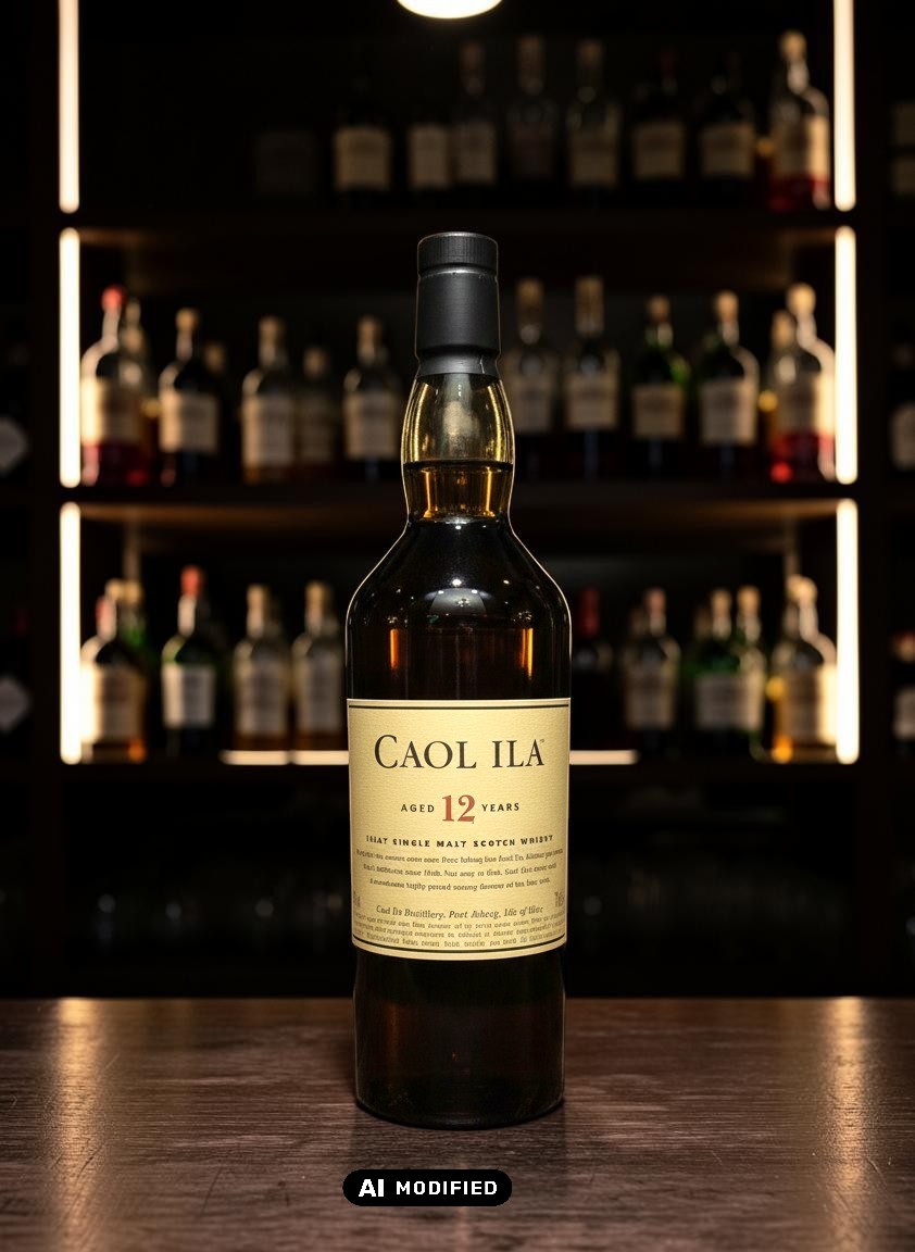 Whiskyquartier Caol Ila 12 Years Single Malt Scotch Whisky in dunkler Glasflasche, 0.7L, Islay-Region, maritim, rauchig, fruchtig.