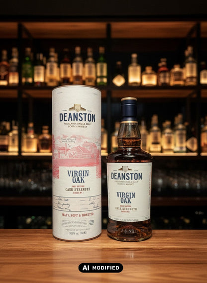 Deanston Virgin Oak Cask Strength Single Malt Scotch Whisky 0,7L mit Noten von Vanille, Honig und Früchten.