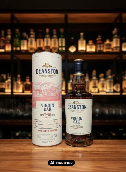 Deanston Virgin Oak Cask Strength Single Malt Scotch Whisky 0,7L mit Noten von Vanille, Honig und Früchten.