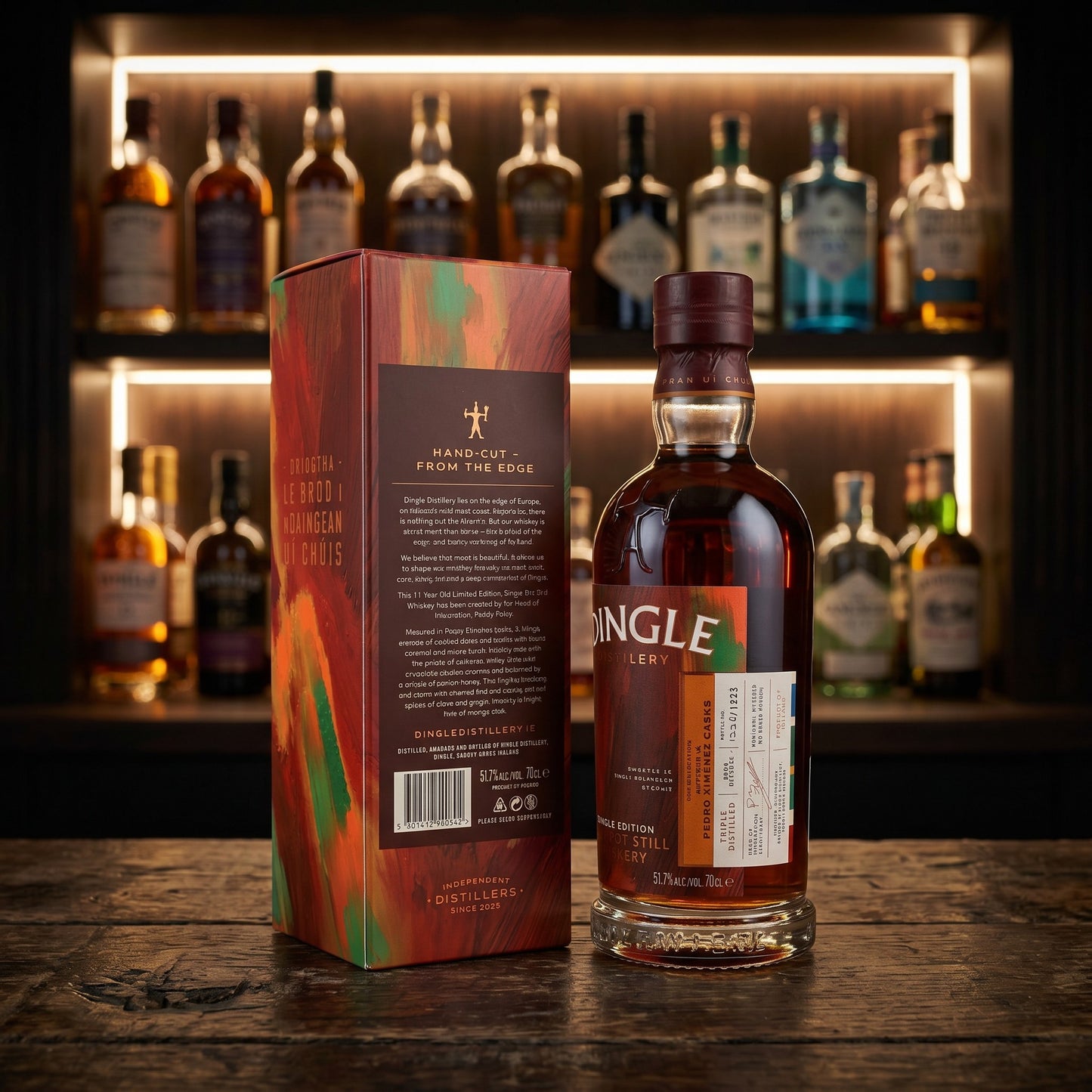 Whiskyquartier Dingle 11 Jahre Single Pot Still Irish Whiskey in PX Sherryfass-Flasche mit passender Geschenkverpackung