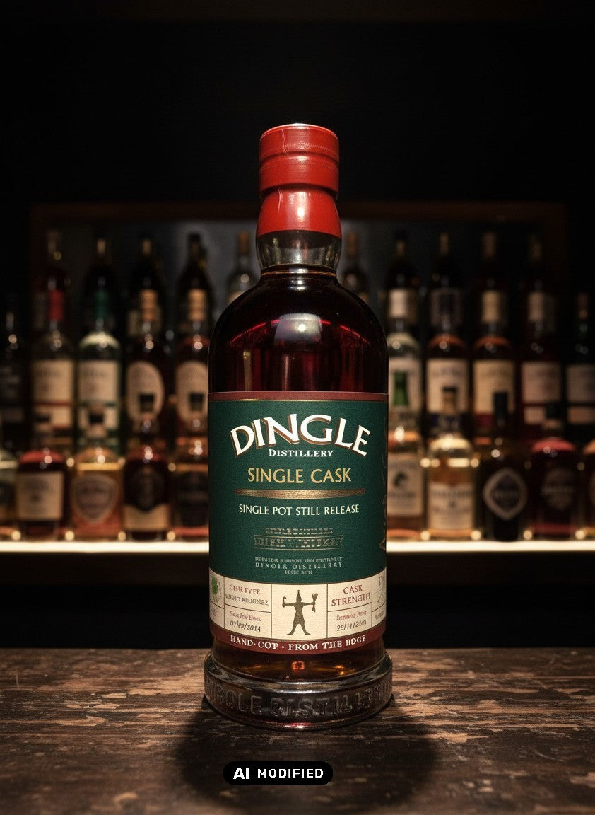 Whiskyquartier Dingle Single Cask The Village 2025, 10 Jahre alter irischer Single Pot Still Whiskey in Pedro Ximenez Fass gereift, Flasche 218/293