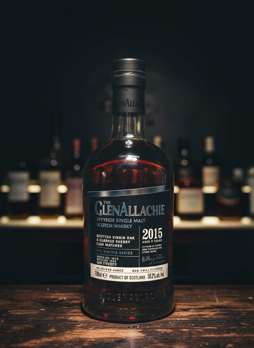 GlenAllachie Sinteis Series Part II Single Malt Scotch Whisky, 9 Jahre, 58,2% Vol. in Virgin Oak & Oloroso Sherry Fässern gereift.