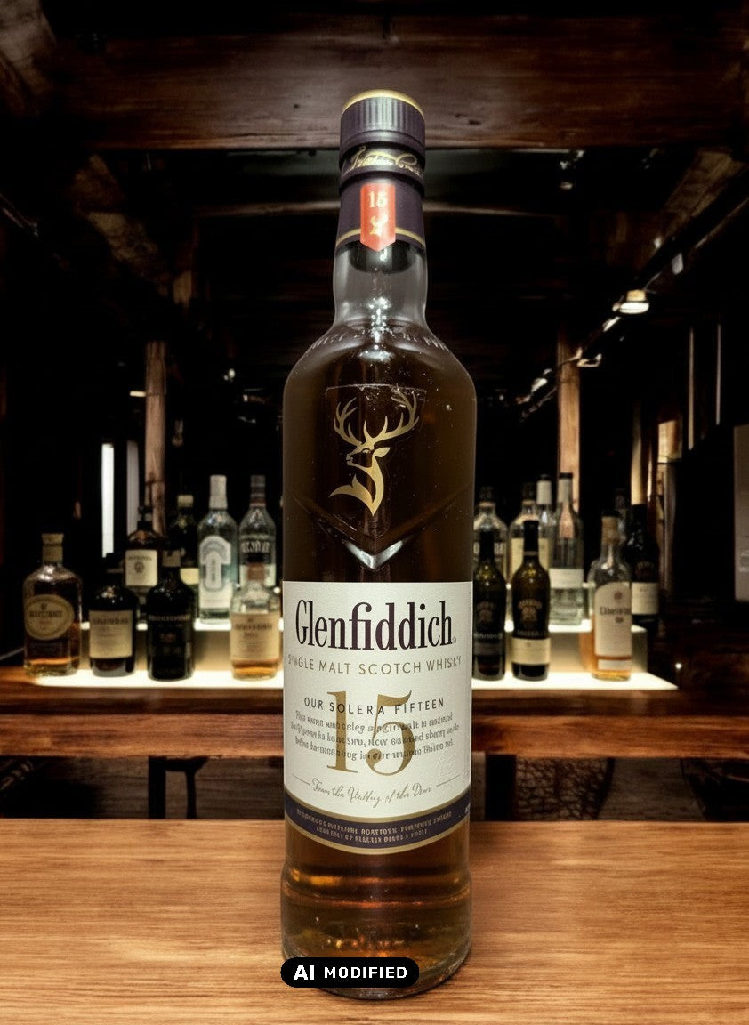 Glenfiddich 15 Jahre Solera Reserve Single Malt Scotch Whisky in Glasflasche, 0,7L, bernsteinfarben