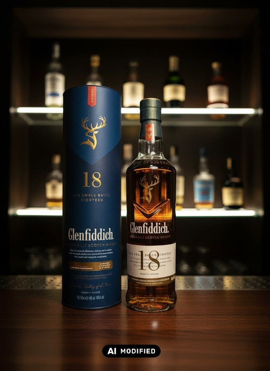 Glenfiddich 18 Jahre Single Malt Scotch Whisky in Flasche und Geschenkverpackung, bernsteinfarben, 0,7L