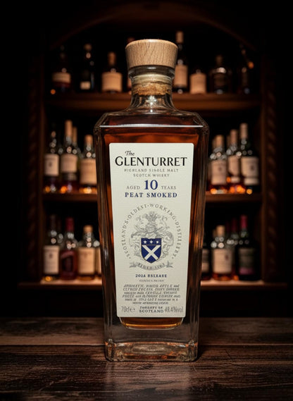 Glenturret 10 Years Peat Smoked Highland Single Malt Scotch Whisky 0.7L Flasche mit Holzverschluss
