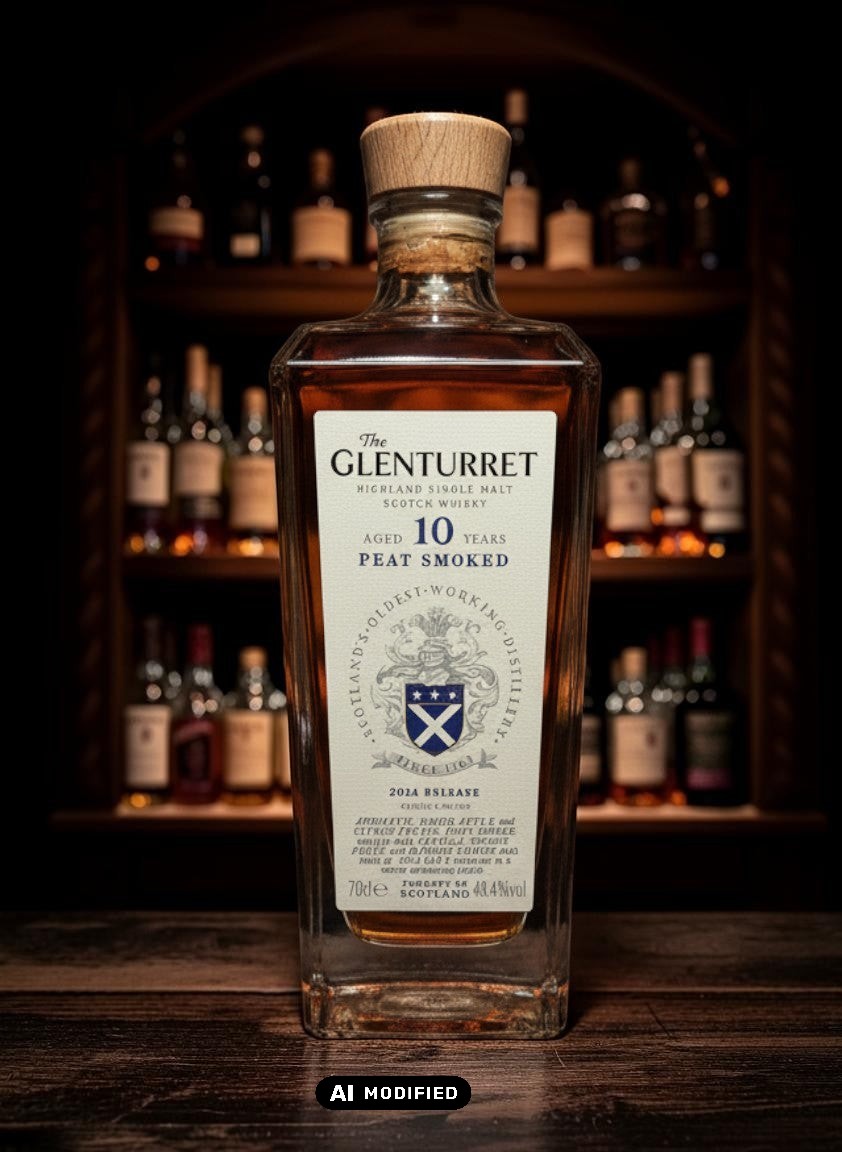 Glenturret 10 Years Peat Smoked Highland Single Malt Scotch Whisky 0.7L Flasche mit Holzverschluss
