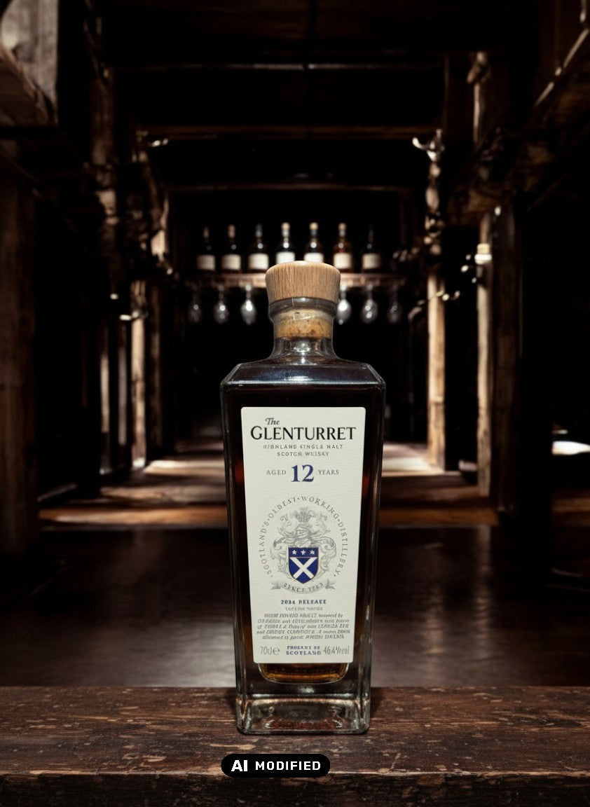 Glenturret 12 Jahre alter Highland Single Malt Scotch Whisky 0,7L Flasche mit Holzkorken, 2024 Release