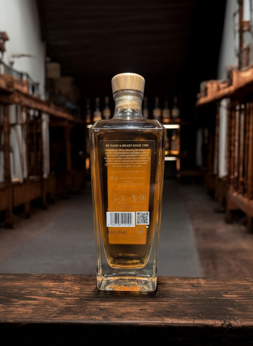 Whiskyquartier Glenturret Triple Wood 2025 Single Malt Scotch Whisky in Glasflasche mit Holzkorken. Bernstein-farbener Whisky.