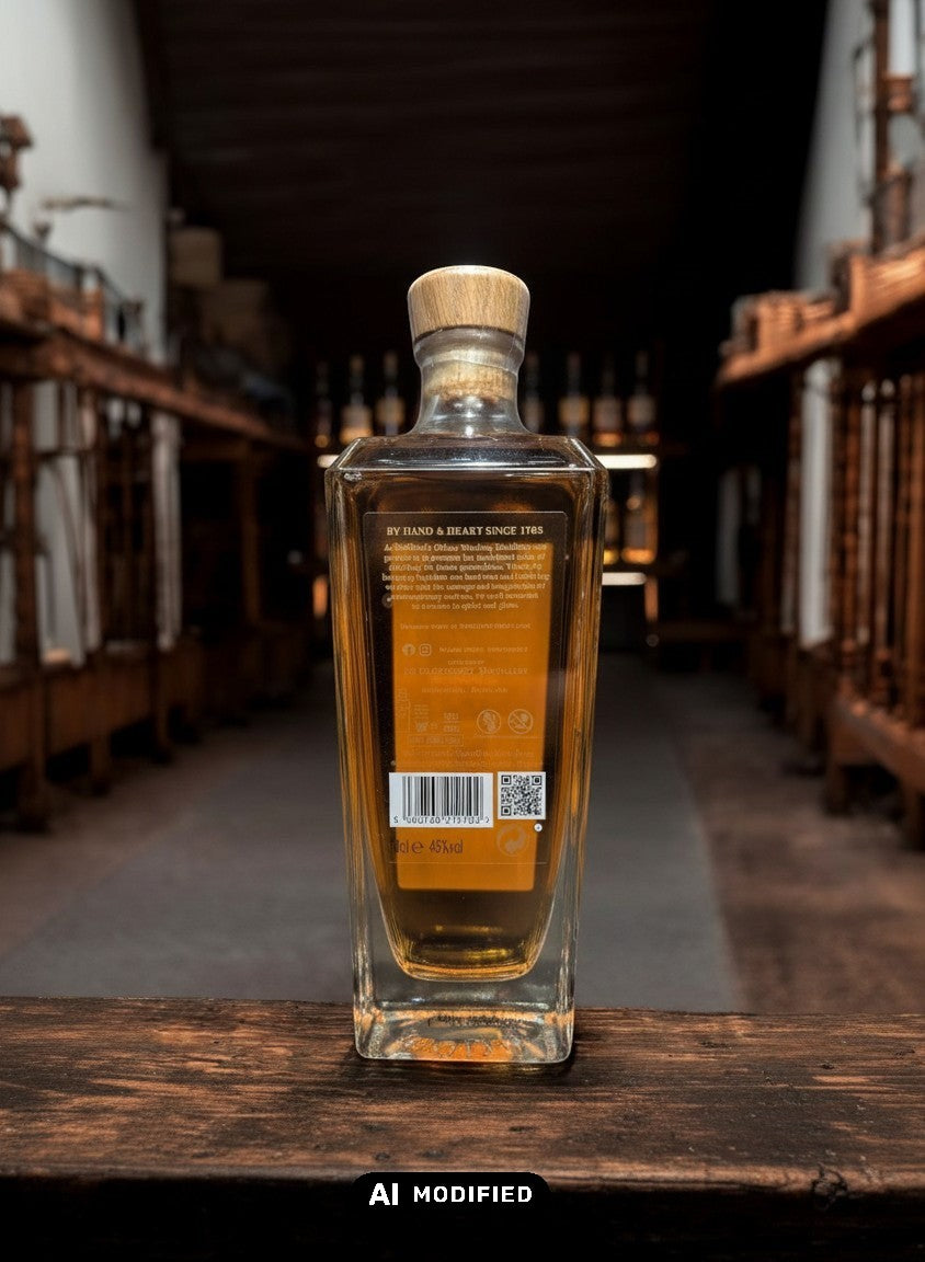 Whiskyquartier Glenturret Triple Wood 2025 Single Malt Scotch Whisky in Glasflasche mit Holzkorken. Bernstein-farbener Whisky.