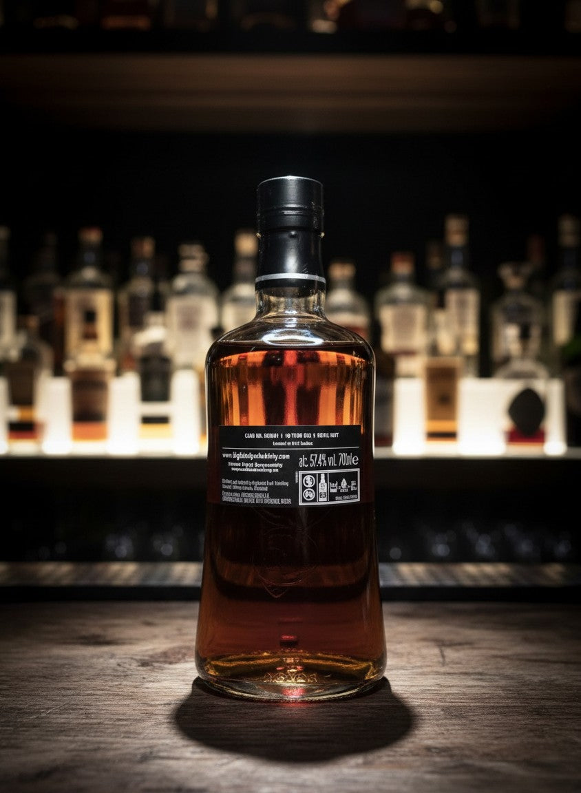 Whiskyquartier: Highland Park 18 Jahre Single Cask, 0,7L, bernsteinfarben, aus Refill Sherry Butt, Fassstärke.