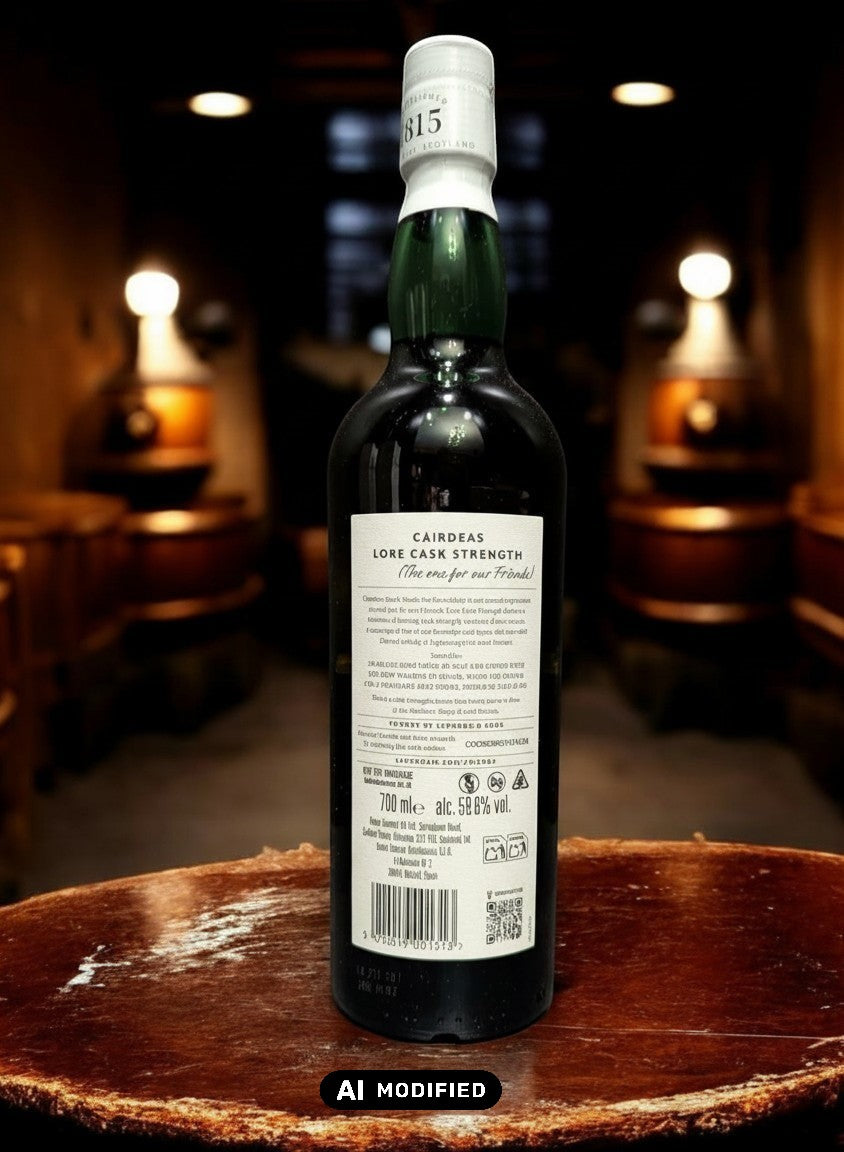 Whiskyquartier Laphroaig Càirdeas 2025 Lore Cask Strength 0.7L Flasche mit tiefem Mahagoni und goldenen Reflexen, Fassstärke, limitierte Edition.