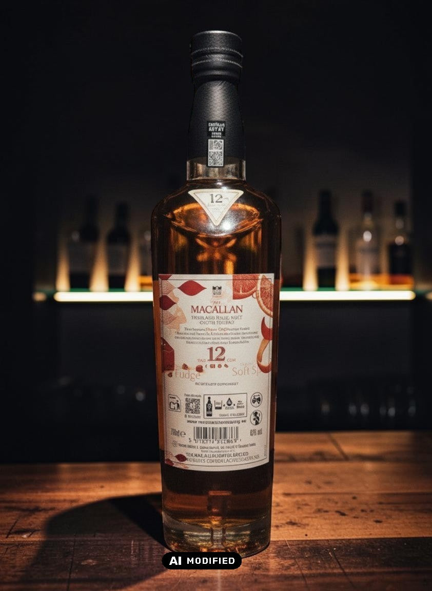 Macallan 12 Years Double Cask Single Malt Scotch Whisky in einer 0,7L Flasche, gereift in Sherry-Eichenfässern.
