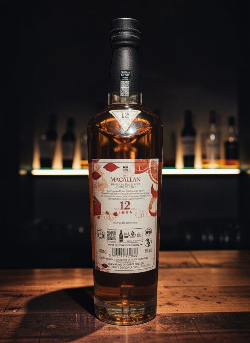 Macallan 12 Years Double Cask Single Malt Scotch Whisky in einer 0,7L Flasche, gereift in Sherry-Eichenfässern.