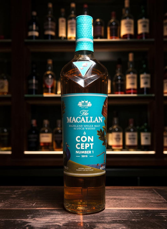 The Macallan Concept No. 1 Highland Single Malt Scotch Whisky 0,7L mit Pfau und surrealer Kunst auf dem Etikett