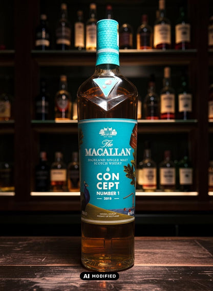The Macallan Concept No. 1 Highland Single Malt Scotch Whisky 0,7L mit Pfau und surrealer Kunst auf dem Etikett