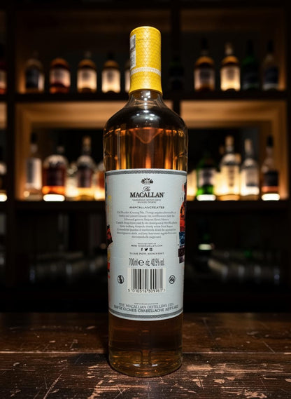 Whiskyquartier Macallan Concept No. 3 0,7L Flasche mit gelbem Etikett und buntem Design, inspiriert von David Carson.