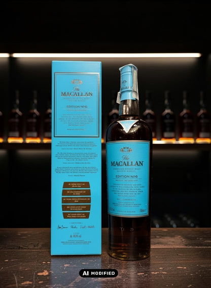 The Macallan Edition No. 6 Single Malt Scotch Whisky 0,7L Flasche mit passender Geschenkbox, inspiriert vom Fluss Spey.