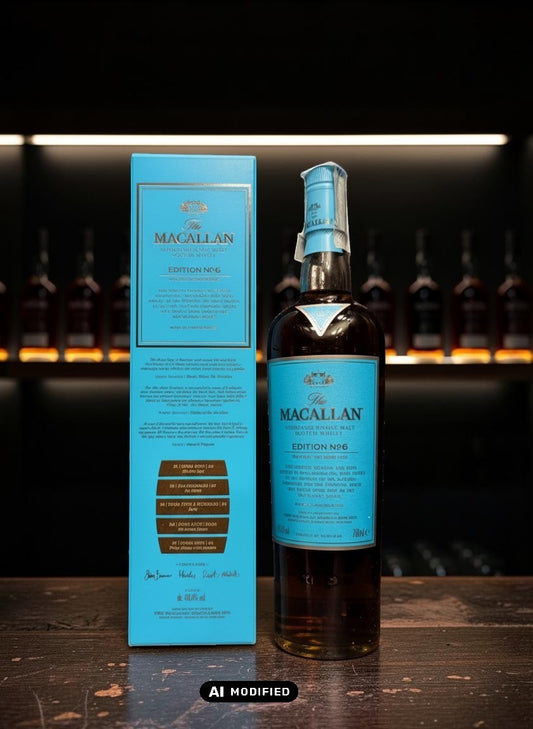 The Macallan Edition No. 6 Single Malt Scotch Whisky 0,7L Flasche mit passender Geschenkbox, inspiriert vom Fluss Spey.