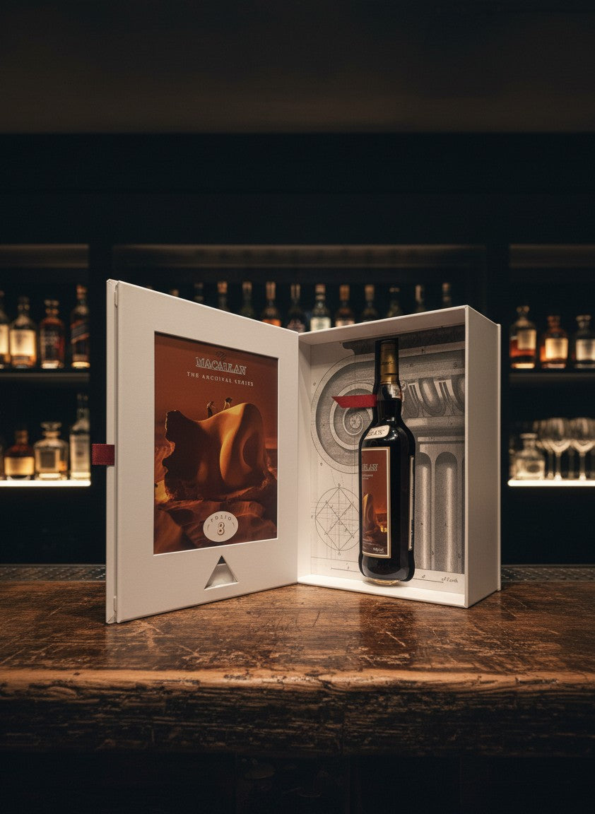 Whiskyquartier Macallan Archival Series Folio 8 0,7L in Buchform-Verpackung, limitierte Edition.