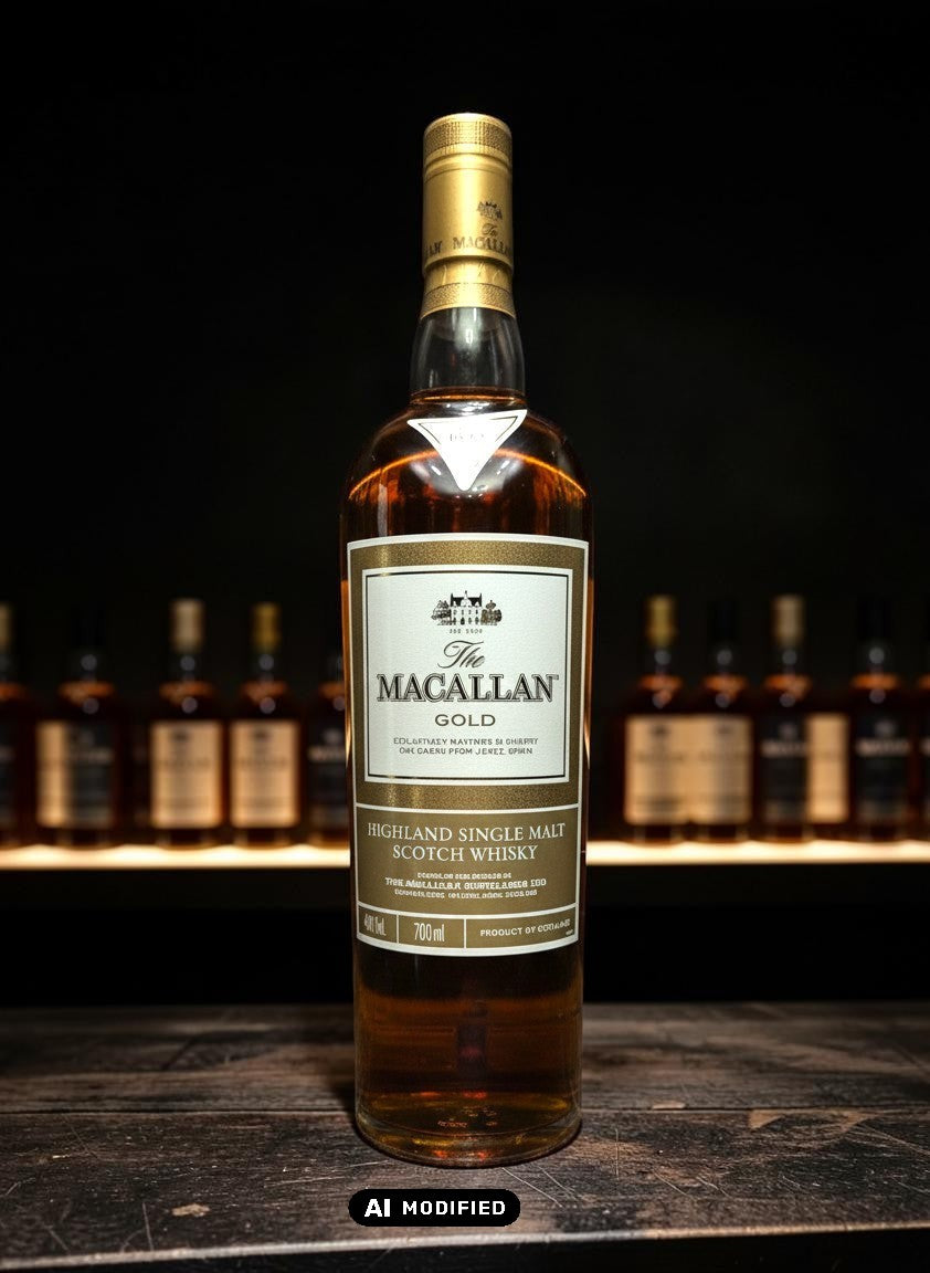 Whiskyquartier Macallan Gold 1824 Series Single Malt Scotch Whisky 0,7L, goldene Kappe, bernsteinfarbener Whisky