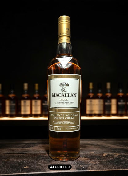 Whiskyquartier Macallan Gold 1824 Series Single Malt Scotch Whisky 0,7L, goldene Kappe, bernsteinfarbener Whisky