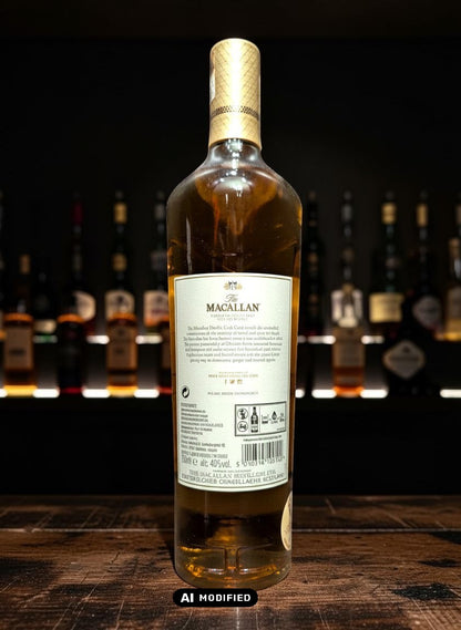 Whiskyquartier: Macallan Gold Double Cask Single Malt Scotch Whisky 0,7L in goldener Flasche mit Etikett