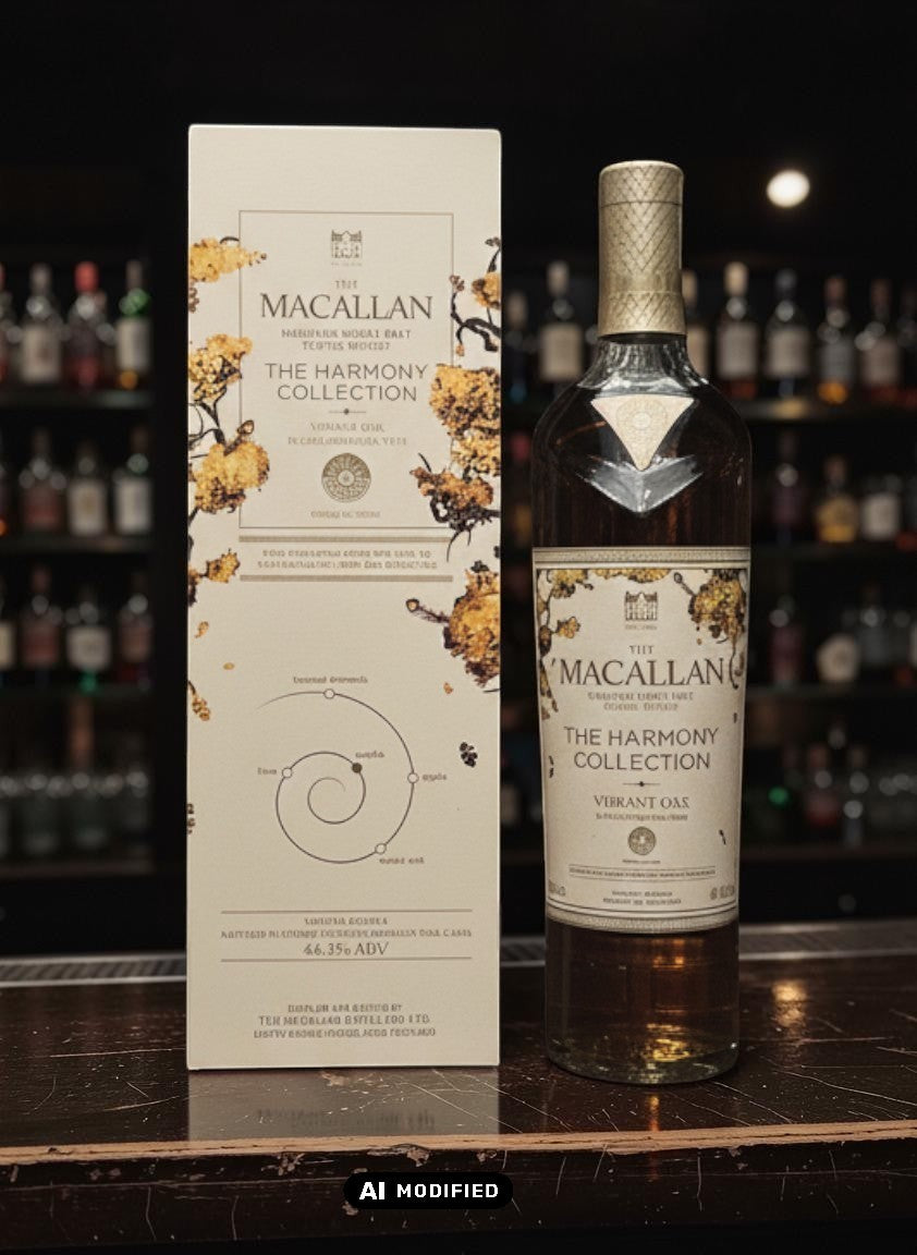 Macallan Harmony Collection Vibrant Oak Single Malt Scotch Whisky 0,7L in Geschenkverpackung mit Noten von Vanille, Apfel und Eiche.