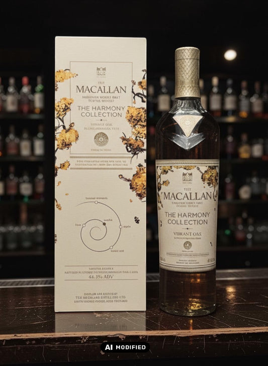 Macallan Harmony Collection Vibrant Oak Single Malt Scotch Whisky 0,7L in Geschenkverpackung mit Noten von Vanille, Apfel und Eiche.
