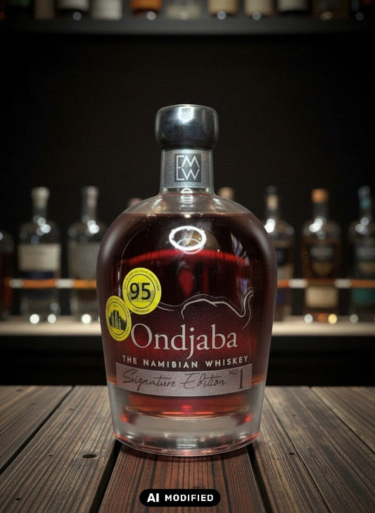 Whiskyquartier Ondjaba Signature Edition #1 namibischer Single Malt Whisky in 0,7L Flasche mit goldenem Siegel