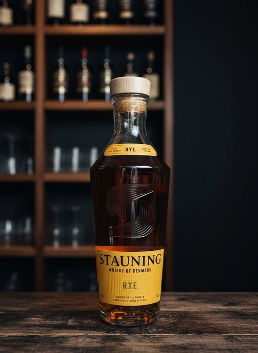 Whiskyquartier Stauning RYE 20th Anniversary Edition: Dänischer Roggenwhisky in 0,7L Flasche mit skandinavischem Design.