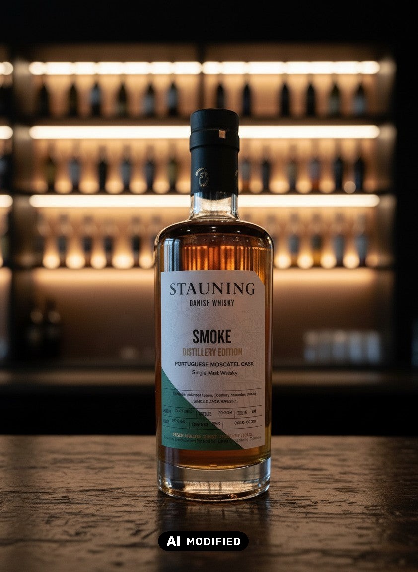 Whisky Quartier: Stauning Smoke Moscatel Cask Distillery Edition, dänischer Single Malt, 55% Vol., 0,35L