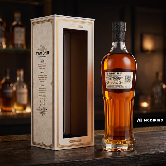 Whiskyquartier Tamdhu Cask Strength Batch 008 Single Malt Whisky in Geschenkverpackung mit mahagonifarbener Flasche
