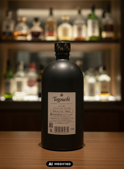 Whiskyquartier Togouchi Ayumi Sake Cask Finish japanischer Single Malt Whisky 0,7L in schwarzer Flasche